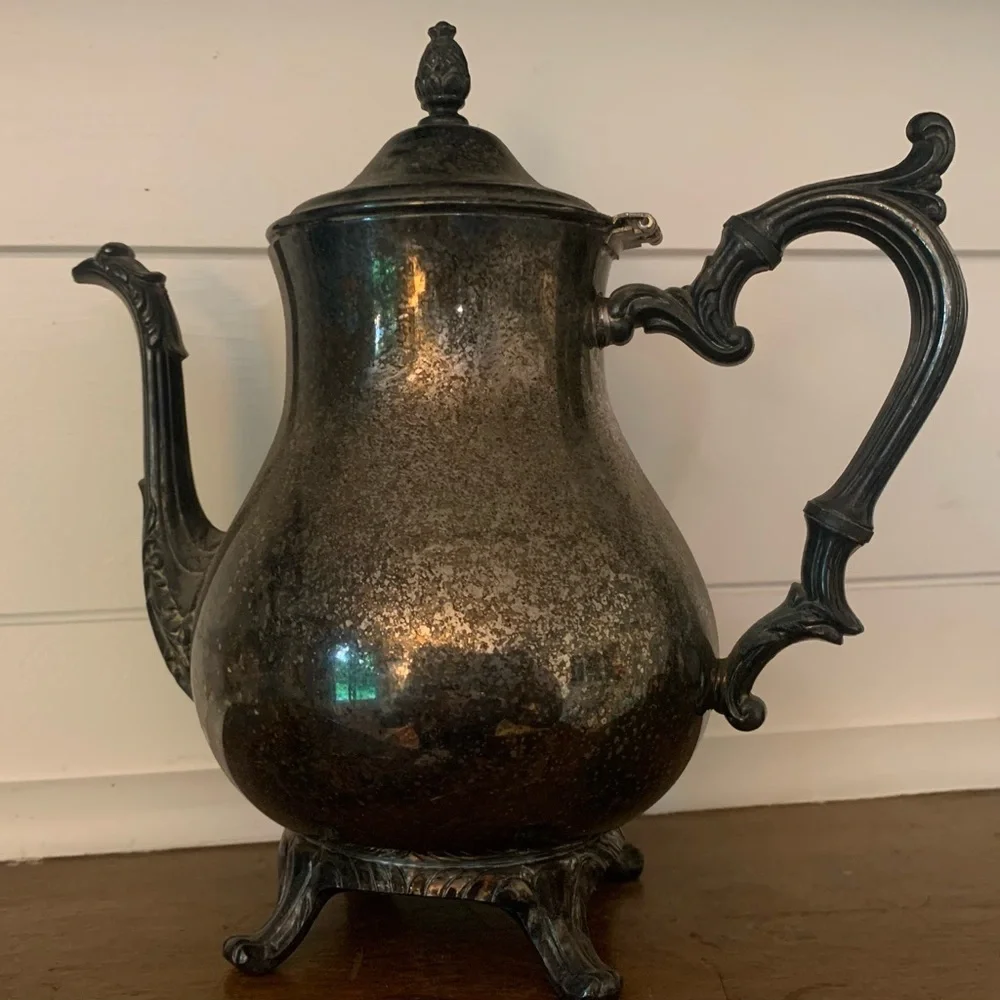 LS Co. Tea / Coffee Pot Silverplated 9" Tall- Uncleaned Patina!! - Picture 11 of 16